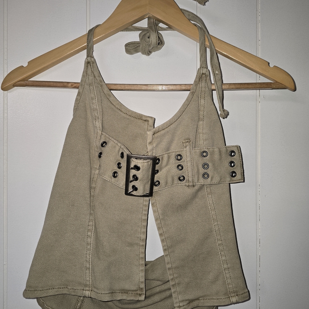Sexy Halter Belted Crop Top